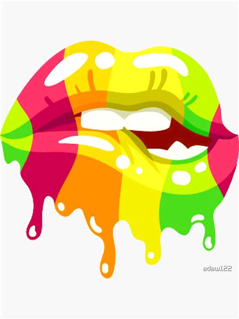 Multicolored Dripping Lips Sticker For Sale By Adaw Redbubble