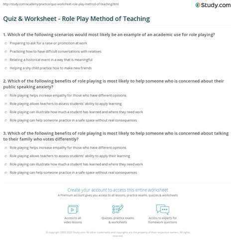 Quiz And Worksheet Role Play Method Of Teaching