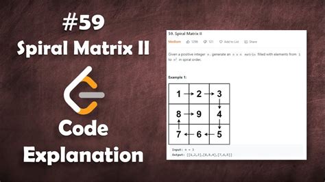 Spiral Matrix Ii Live Coding With Explanation Leetcode Youtube