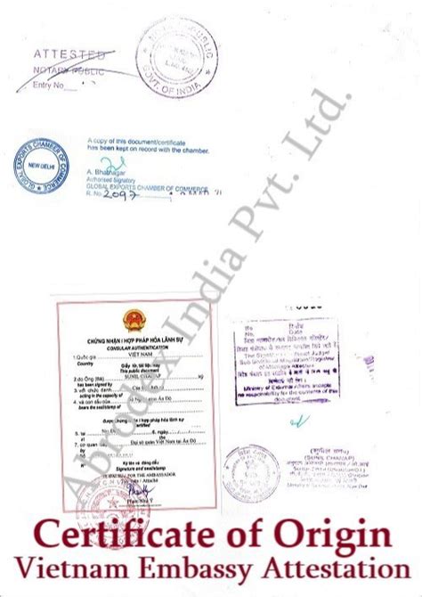 Certificate Of Origin Attestation From Vietnam Embassy In Delhi India