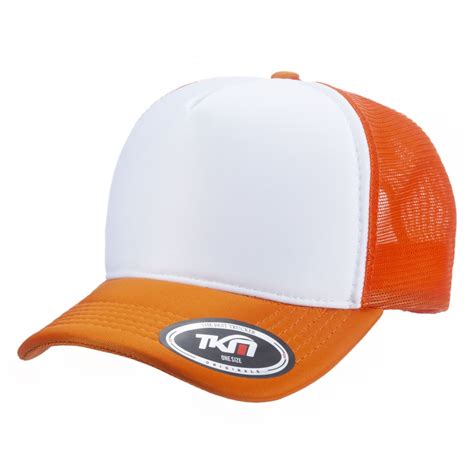 Boné Trucker Poliéster Laranja frente Branca Cód 212