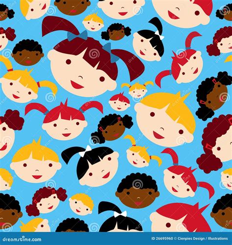 Diversity Children Faces Pattern Stock Vector - Illustration of color, look: 26695960