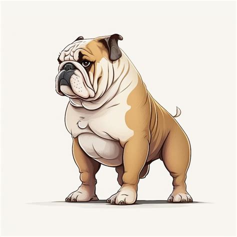 Premium AI Image | Cartoon drawing of a bulldog standing on a white ...