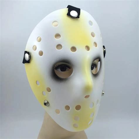 Neue Jason Maske Cosplay Vollgesichtsmaske Hellgelbe Und Weiße Farbe