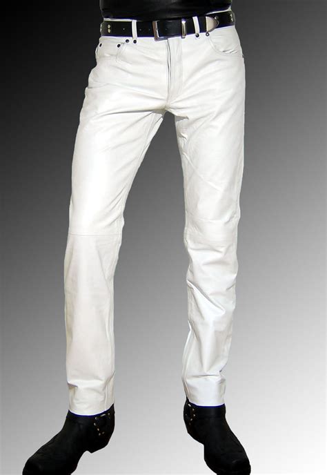 Men Leather Jeans white Leather Pants white Trousers Men, Men dress ...