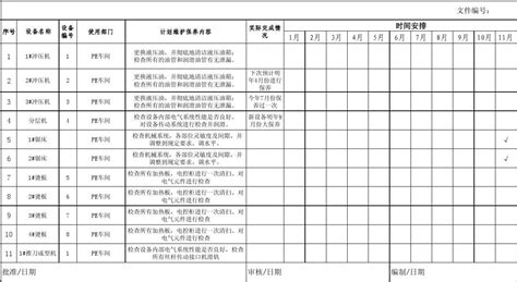 设备保养计划表文档下载