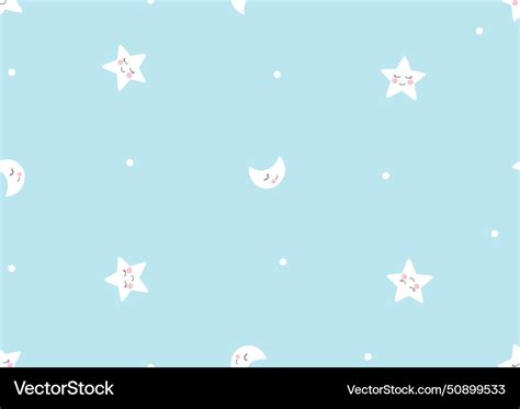 Cute moon and stars seamless pattern Royalty Free Vector