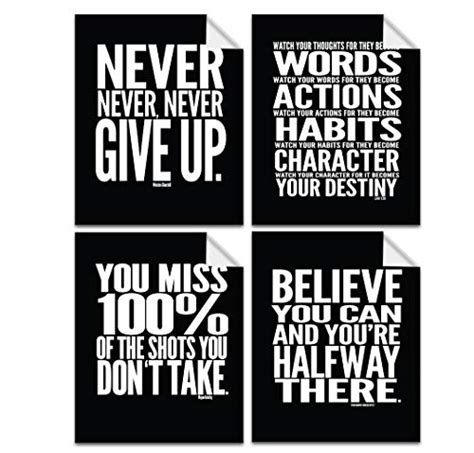 Lushleaf Designs Motivational Quote Workout Gym Posters 8x10 Set Of