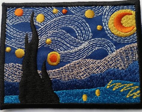 Van Gogh Starry Night Embroidered Patch Iron On Quality Crafts Applique