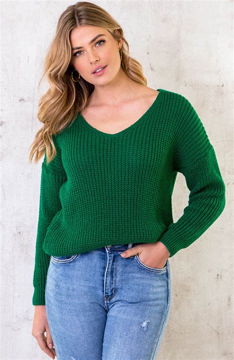 Gebreide Basic V Trui Bright Green Fashionmusthaves Nl