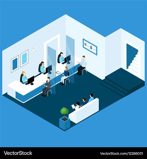 Isometric Office Banking Composition Royalty Free Vector