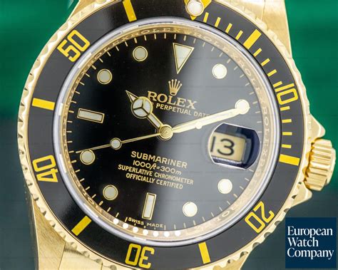 Rolex 16618 Rolex Submariner Black Dial 18k Yellow Gold Mint Full Set