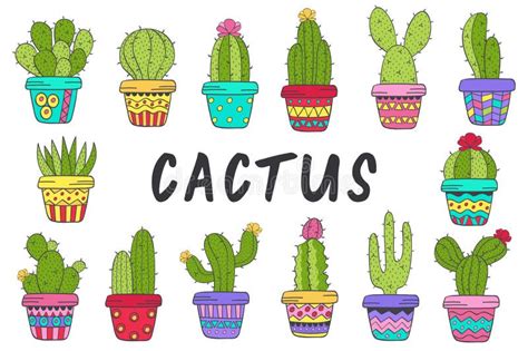 Sistema Del Cactus Aislado En Potes En Estante Ilustración del Vector