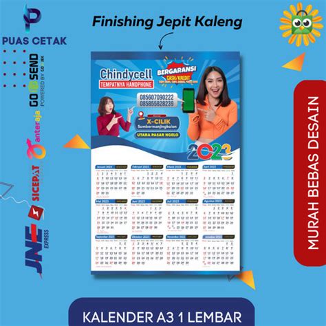 Jual Kalender Custom 2023 Dinding 1 Lembar Murah Jepit Kaleng 1000