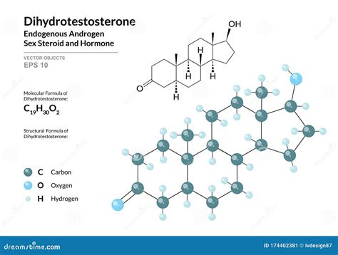 Hormone Dihydrotestosterone Structural Chemical Formula And Molecule