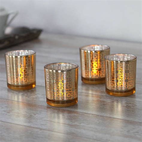 Flameless Candles Tea Lights And Votives Silver Deco Glass Votives With Poured