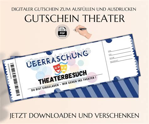 Gutschein Theater Vorlage Zum Ausdrucken Theaterkarte Geschenk