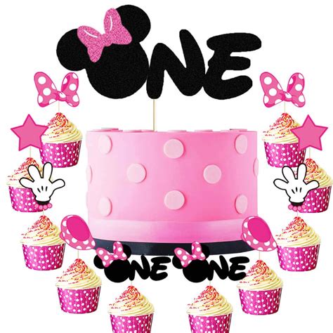 Buy Minnie Mouse One Cake Topper Minnie Inspired 1st Birthday Cupcake