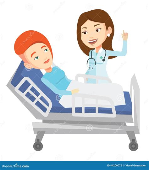 Doctor Visiting Patient Vector Illustration Stock Vector