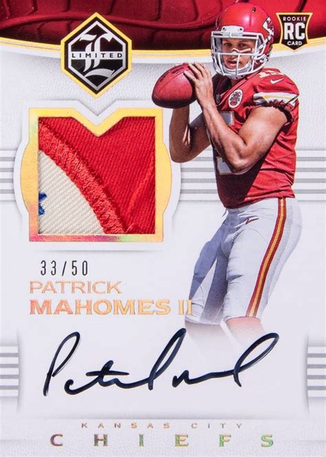 Patrick Mahomes II 2017 Limited 136 Rookie Patch Auto Spotlight Gold