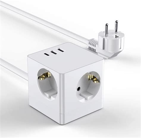 PRZEDŁUŻACZ ROZGAŁĘŹNIK KOSTKA 6w1 LISTWA CUBE 3x AC 2x USB A USB C