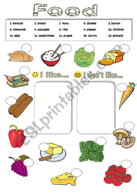 I Likei Don´t Like Food Editable Esl Worksheet By Poliszz