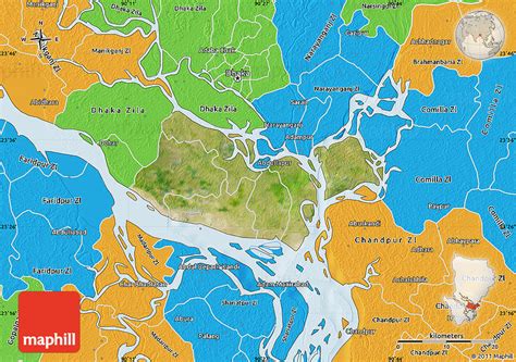 Satellite Map of Munshiganj Zl, political outside