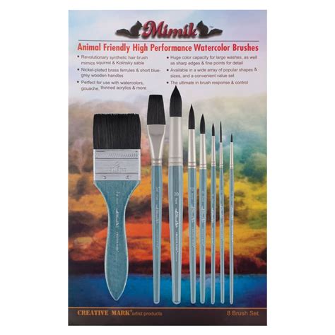 Mimik High Performance Synthetic Squirrel Brush Value Set Of 8 Jerry S Artarama