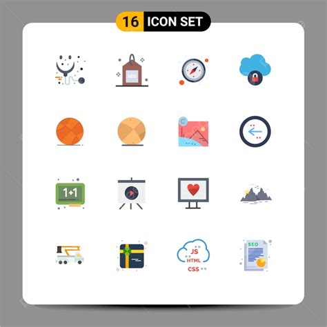 Pictogram Set Of 16 Simple Flat Colors Of Game, Data, Business ...