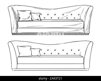 Sketch Of Sofas Isolated On White Background Vector Illustration Stock