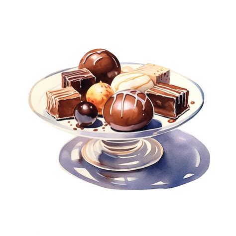 Premium Ai Image There Is A Painting Of A Plate Of Chocolates And