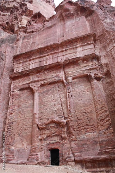 Ancient Nabatean City Of Petra Facade Street And Tombs Jordan Middle