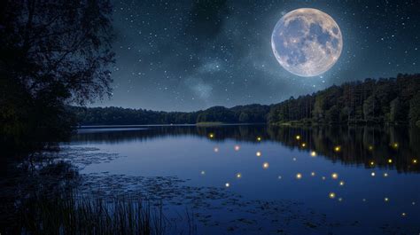 Free Moonlit Lake Scene Image Moon Lake Night Download At Stockcake