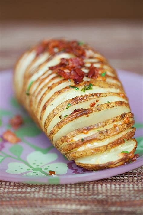 Bacon Parmesan Hasselback Potatoes | Easy Delicious Recipes