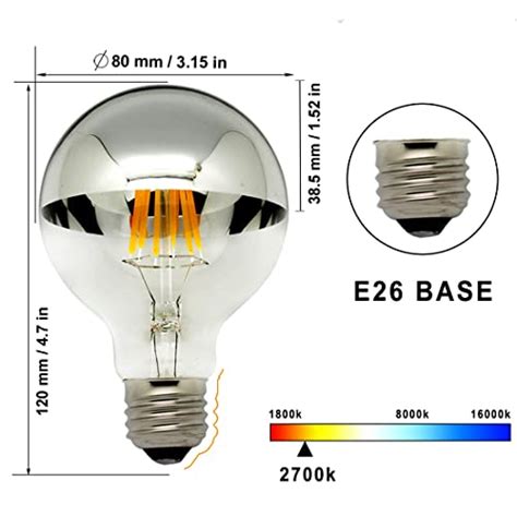 Luxon Half Chrome Light Dimmable Led Filament Vintage Bulb With Mirror