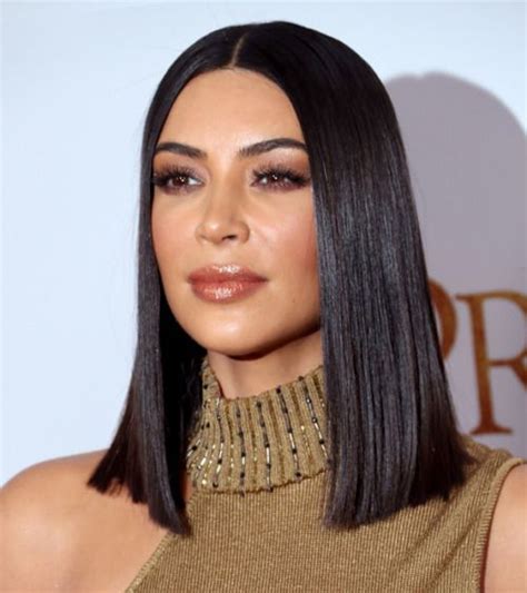 Kim Kardashians Neutral Tan Makeup Sleek Bob Haircut Are On Point