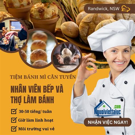 Tiệm bánh mì cần tuyển 1 chef cook và 1 baker thợ làm bánh