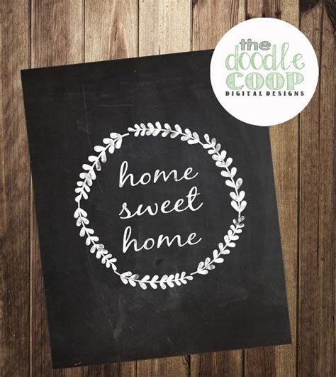 Home Sweet Home Sign Printable Wreath Chalkboard Art House Etsy