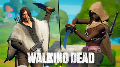 The Walking Dead Skins REVIEW GAMEPLAY In Fortnite Michonne Daryl