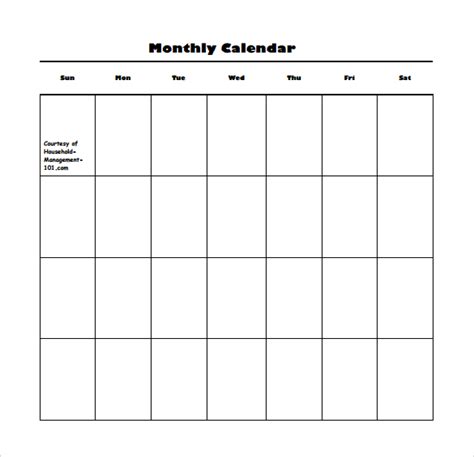 Monthly Calendar Template Pdf | PDF Template