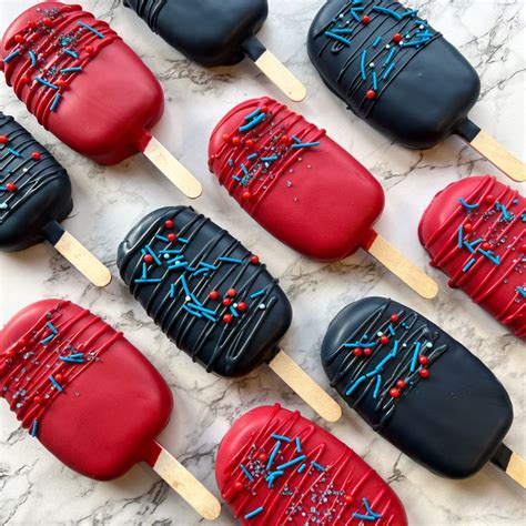 Spider Man Themed Cakesicles Spiderman Spider Party Snacks