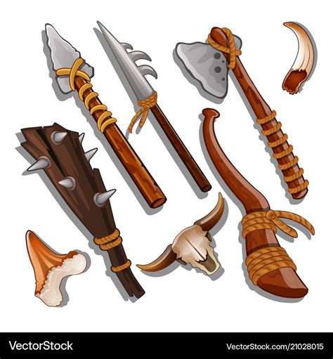 Set ancient of hunting and military weapons Vector Image