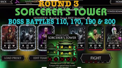 Sorcerers Tower Round 3 Normal Boss Battles 200 190 170 And 110