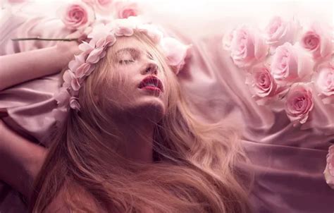 Wallpaper BLONDE PETALS HAIR TONE TENDERNESS FLOWERS FABRIC ROSES For Mobile And Desktop