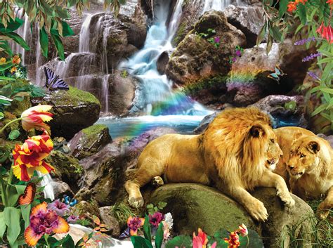 Love Lion Waterfall 1000 Pieces Sunsout Puzzle Warehouse