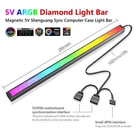 Coolmoon Argb Led Strip Light V Pin Small Pin Diamond Magnetic Lamp