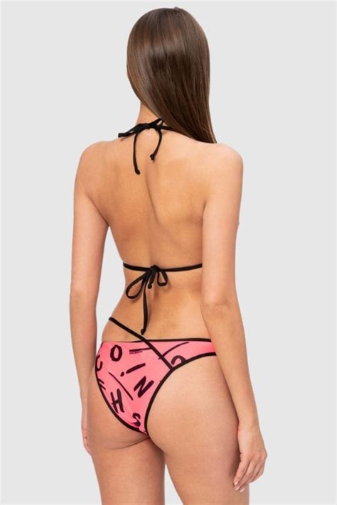 MOSCHINO Różowa góra od bikini w litery