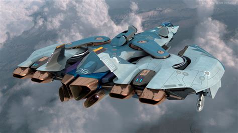 Sci Fi Fighter Jet Blue 3D Model $139 - .fbx .3ds .blend .c4d .max .ma ...