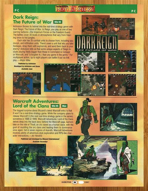 Dark Reign The Future Of War Warcraft Adventures Pc Print Ad