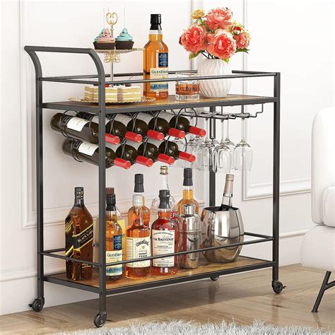 Lifewit Drinks Trolley On Wheels Serving Trolley Tier Bar Cart With